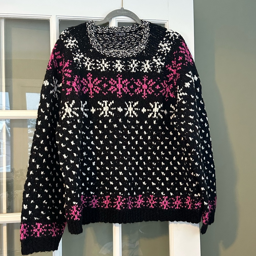 J. Crew Black and Pink Women's Sweater